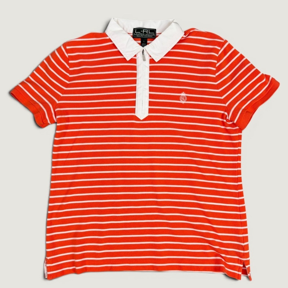 Vintage Lauren Ralph Lauren Active Tennis Polo Striped Preppy‎ Golf Top Large